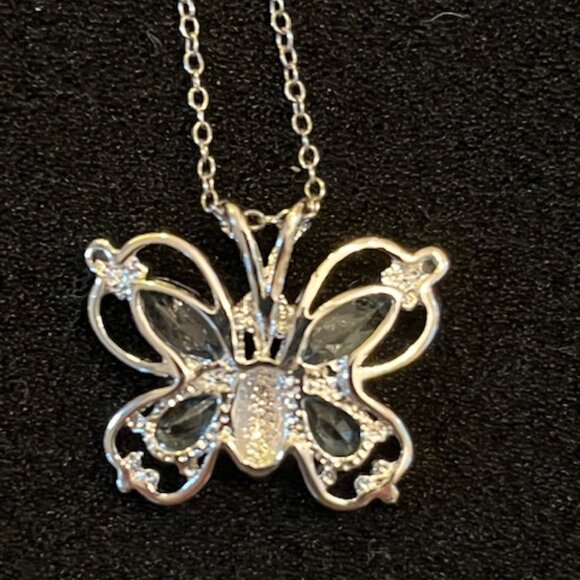 BLUE TOPAZ | Butterfly Sterling Silver Necklace-NWT - Picture 3 of 9